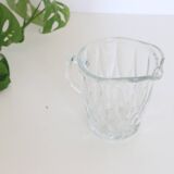 Pretty cast glass creamer, small milk jars, vintage, France, 1950