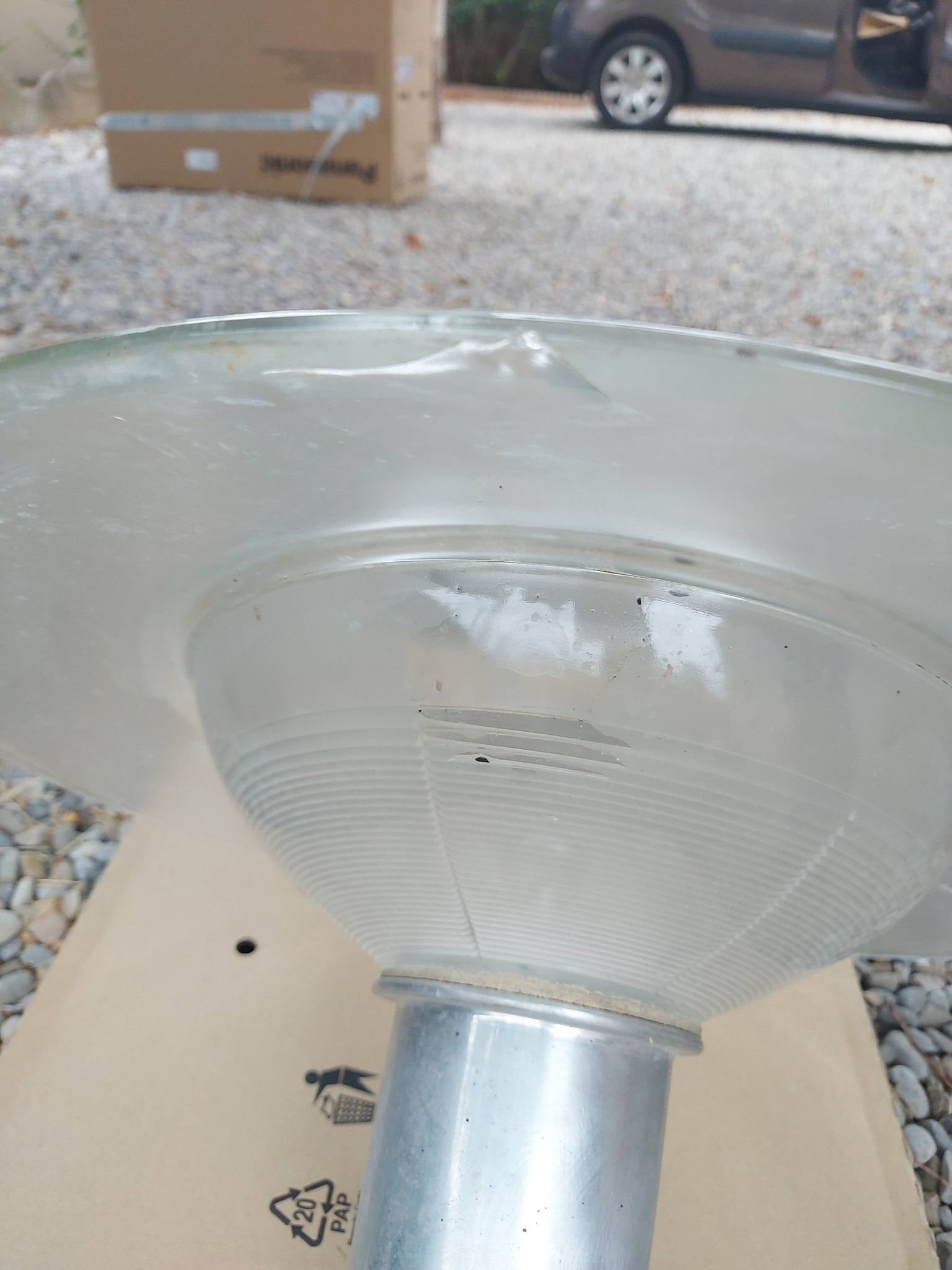 Holophane art deco glass pendant light