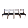 Ensemble de 4 chaises scandinave teck et skaï  noir années 60
