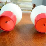 Pair of bedside lamps in opalinec, 70s