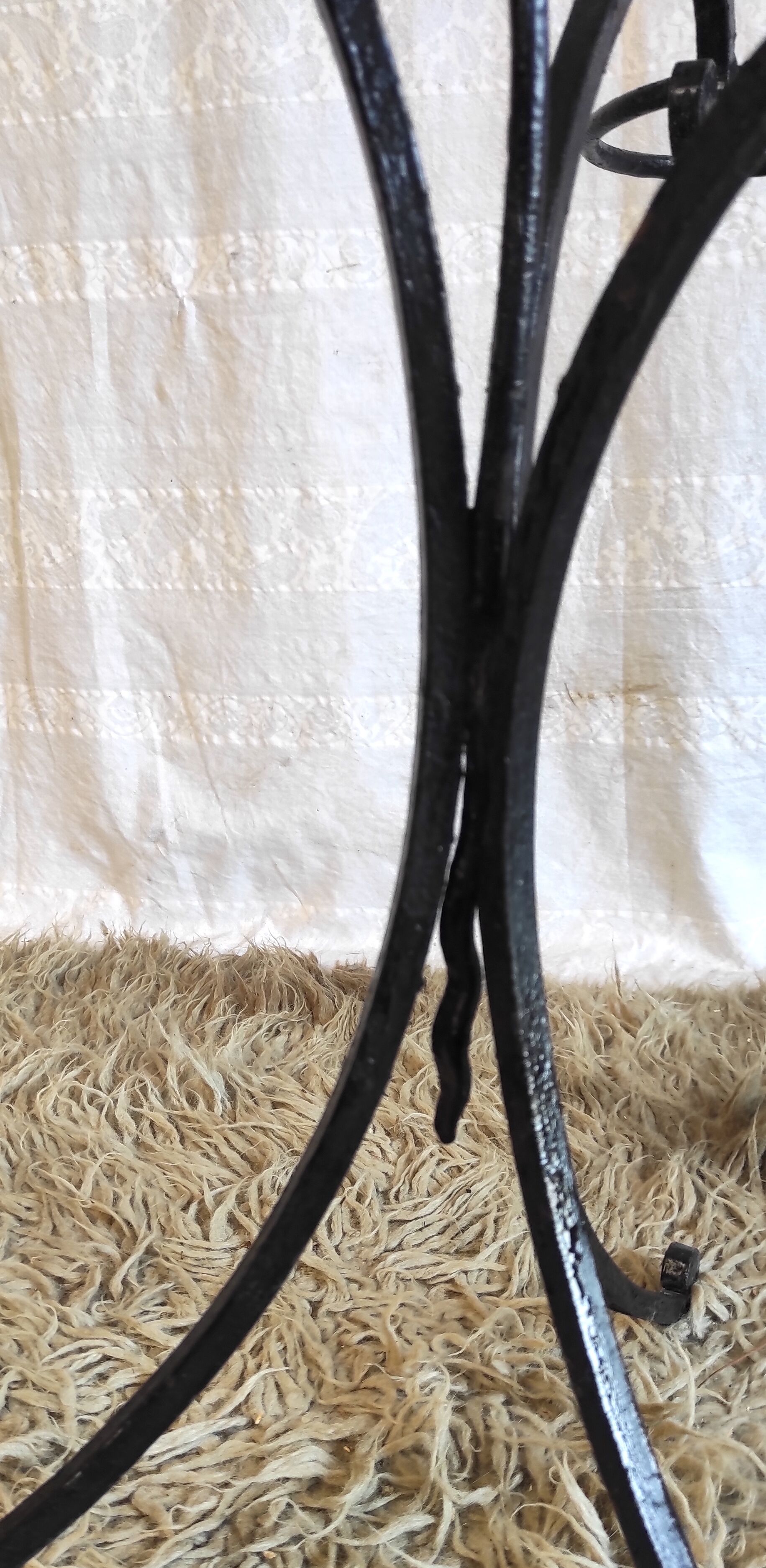 Black lacquered metal plant holder 50s/60s
