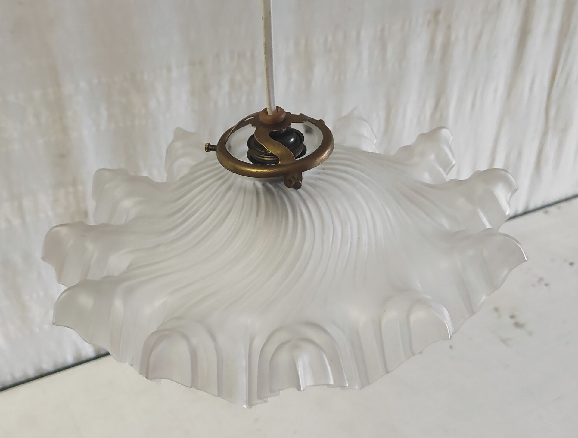 Pleated glass lampshade - mid 20th century