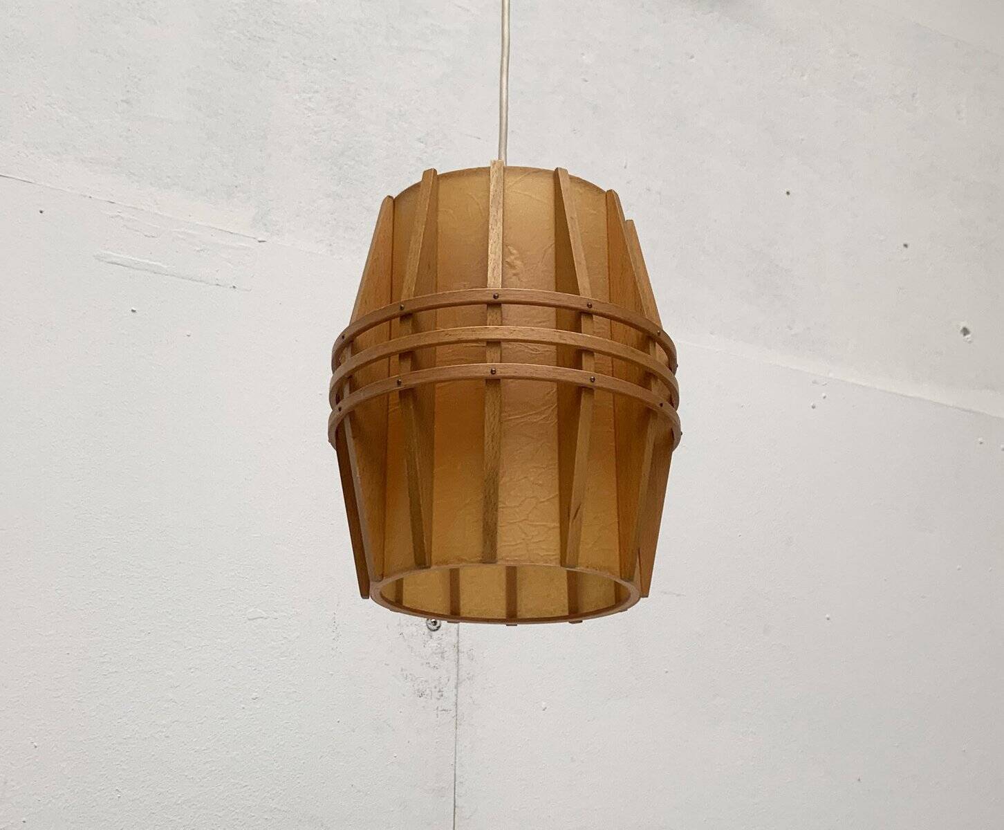 Mid-Century Wooden Cocoon Pendant Lamp