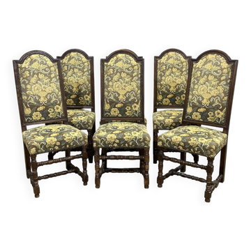 Set of 6 louis xiii beech chairs from the 1950s