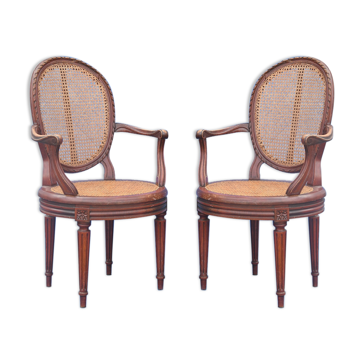 Pair of Louis XVI-style canne chairs