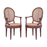 Pair of Louis XVI-style canne chairs