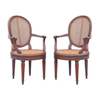 Pair of Louis XVI-style canne chairs