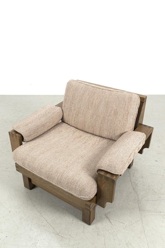 Vintage Brutalist Oak Armchair