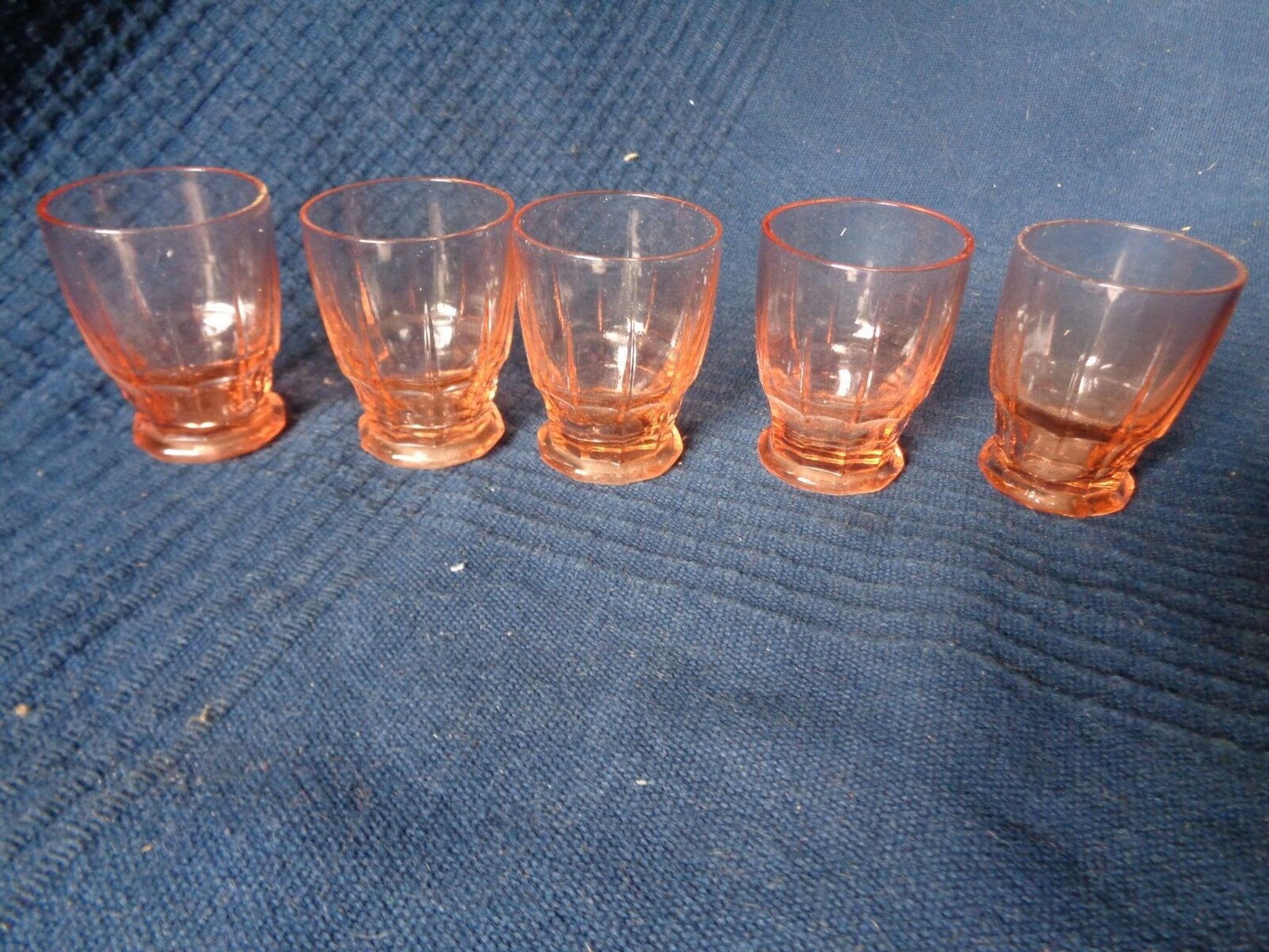 Lot 5 glasses old glass pink press aperitif digestive art nouveau art deco