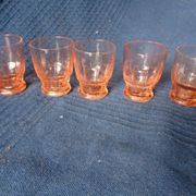 Lot 5 glasses old glass pink press aperitif digestive art nouveau art deco