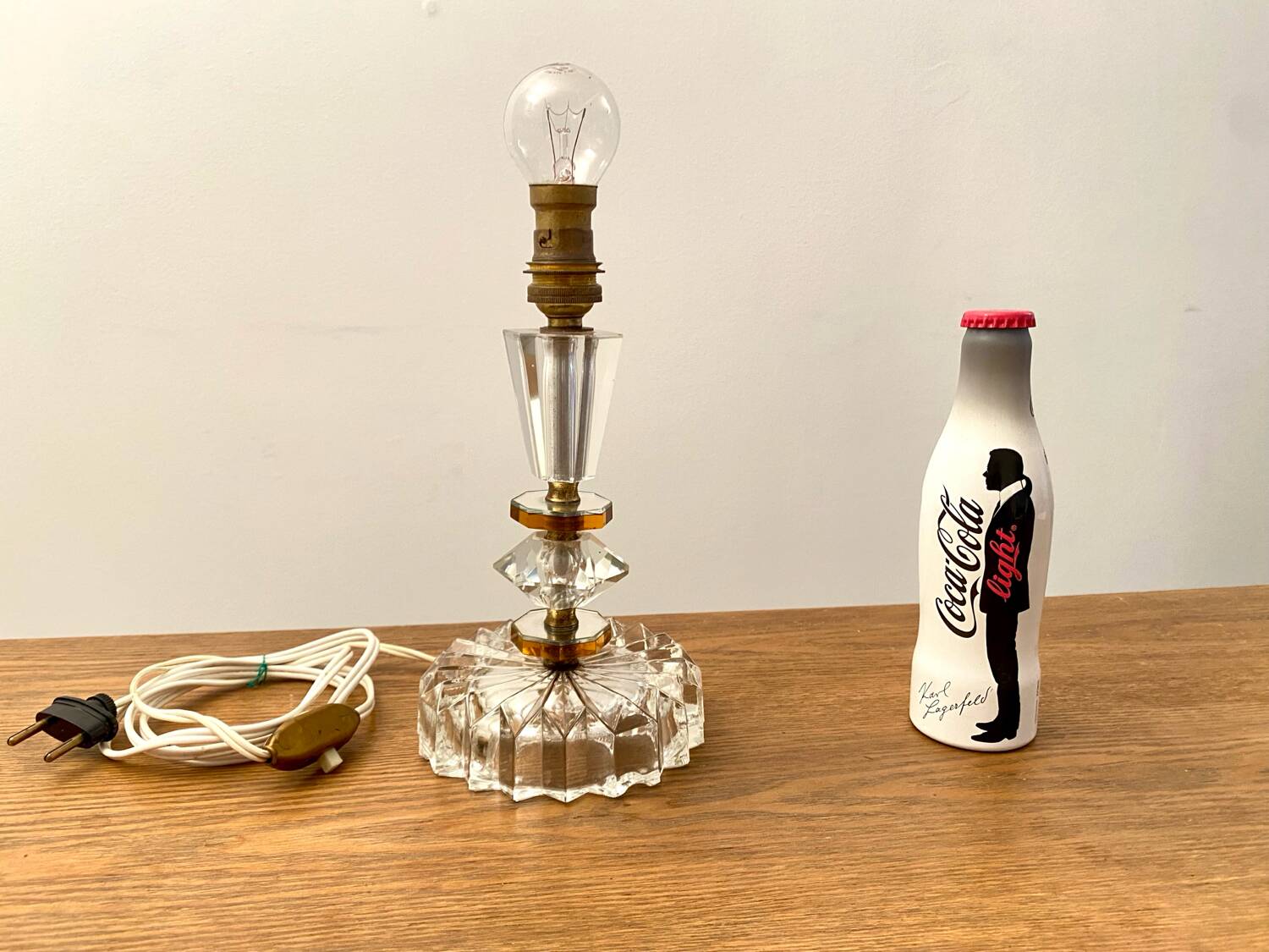 Art deco crystal blade base Val St Lambert Belgium glass & mirror