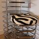 Chrome and smoked glass dressing table with a nesting seat, 1970.