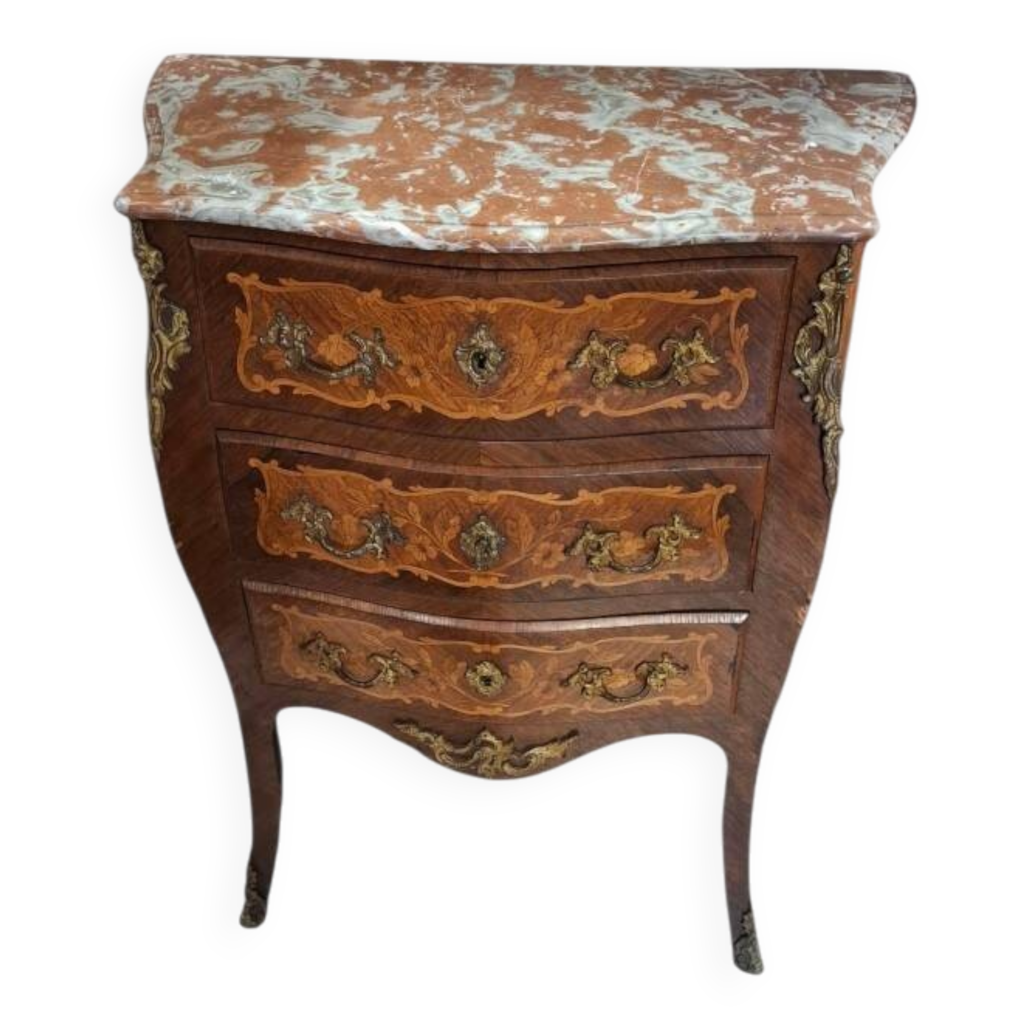 Commode de style Louis XV en marqueterie