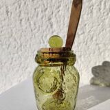 Mustard pot & blown glass jar Yellow "BIOT"