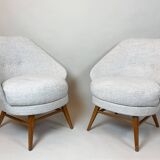 Mid-Century Modern Pair of Armchairs, Austro-Hungarian, 1960s - New Upholstery