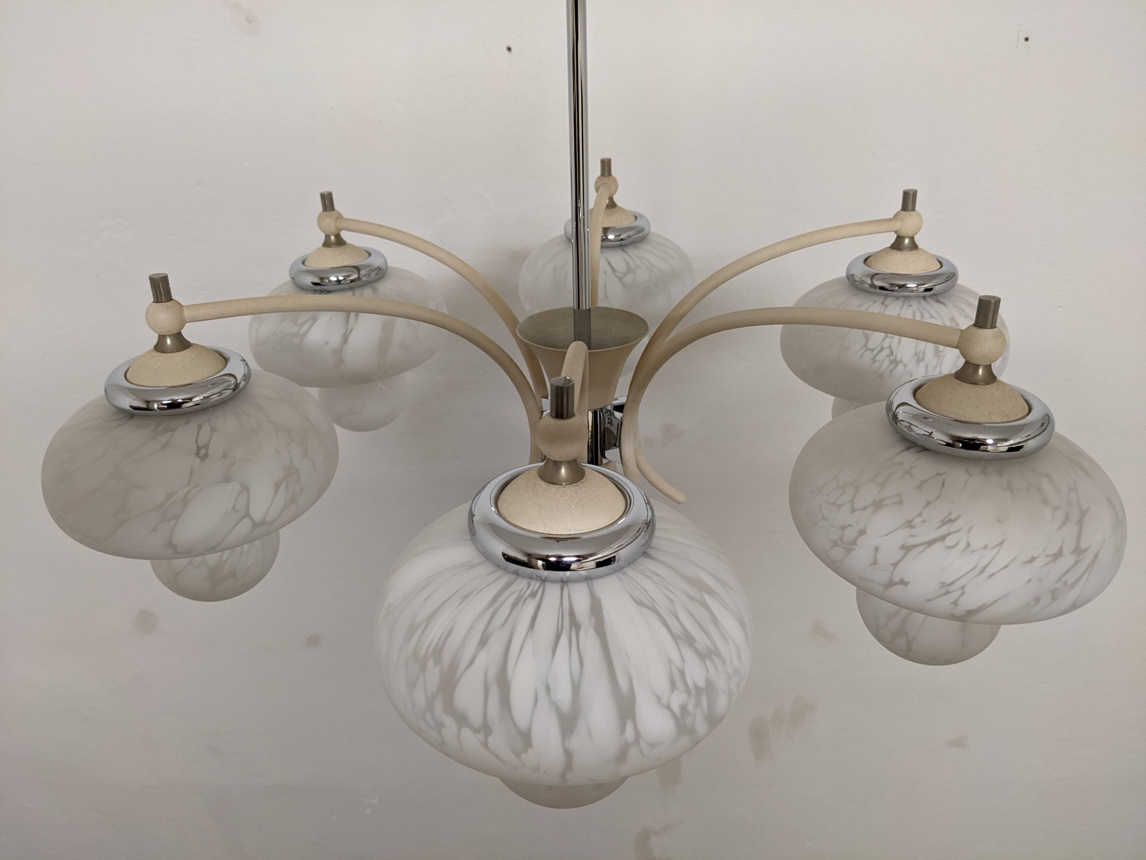 Space age Sputnik chandelier with 6 lights, 50s-60s
