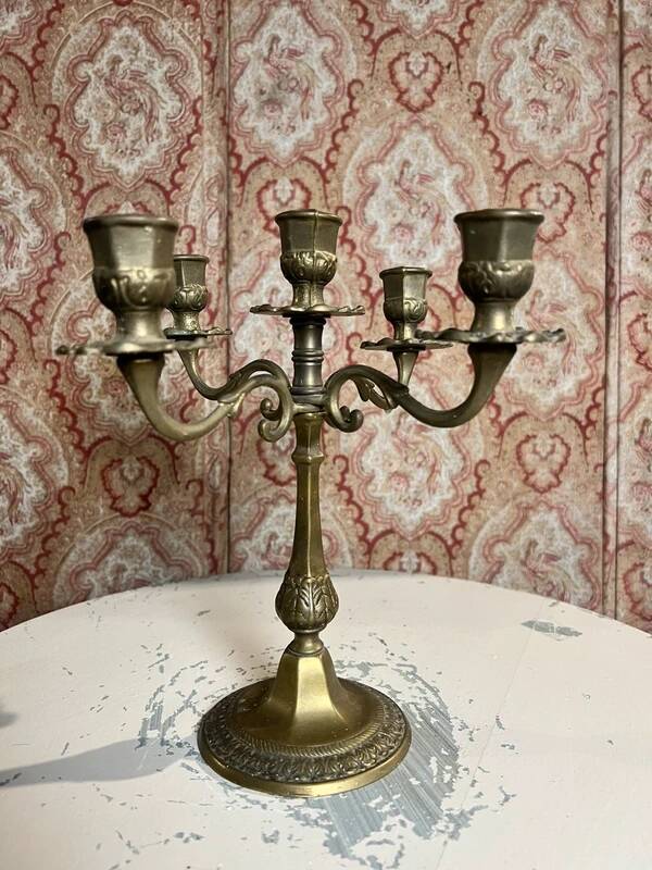 Five-branch chandelier in gilded bronze