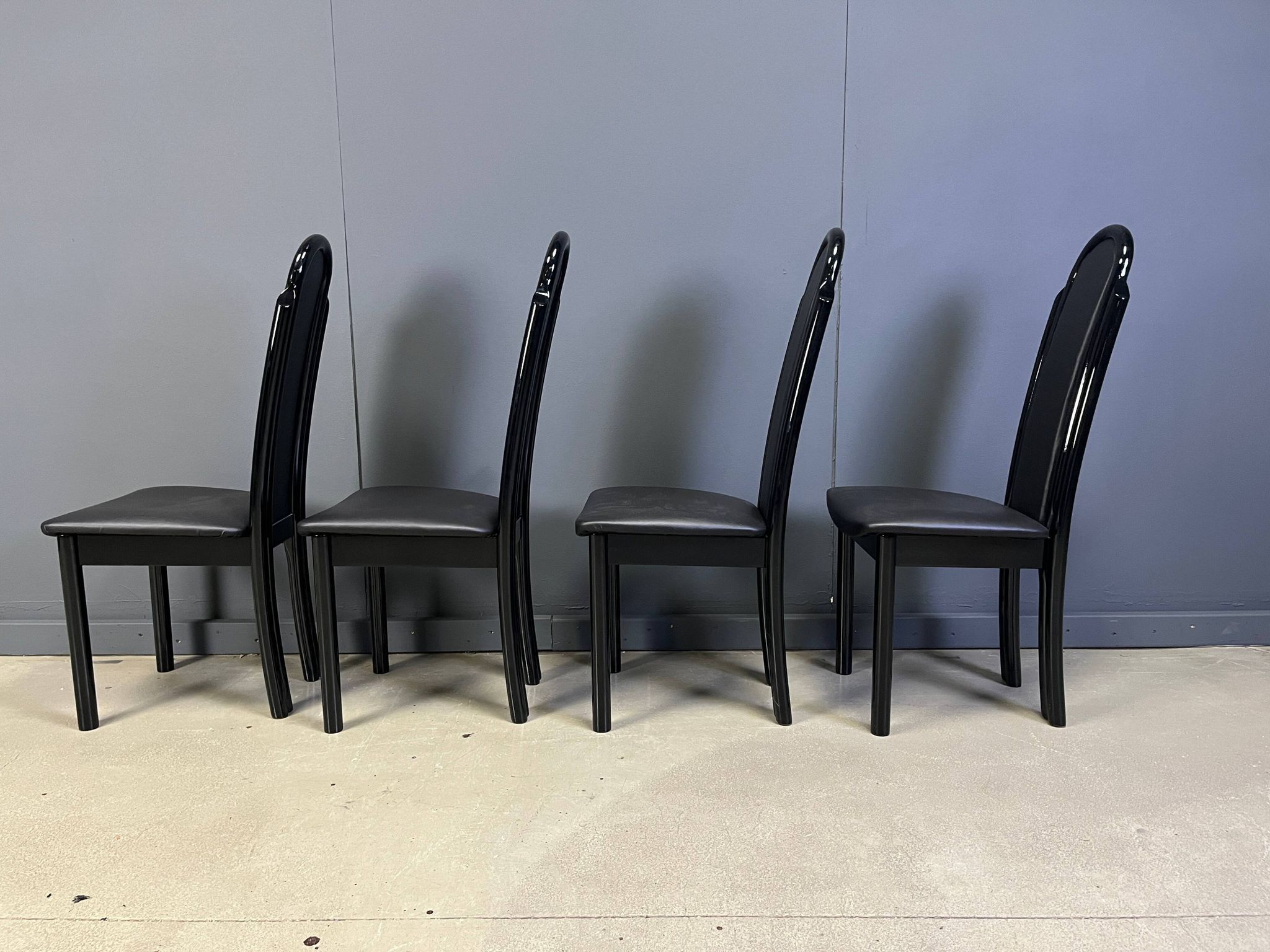Postmodern lacquered wood Italian dining chairs, 1980s