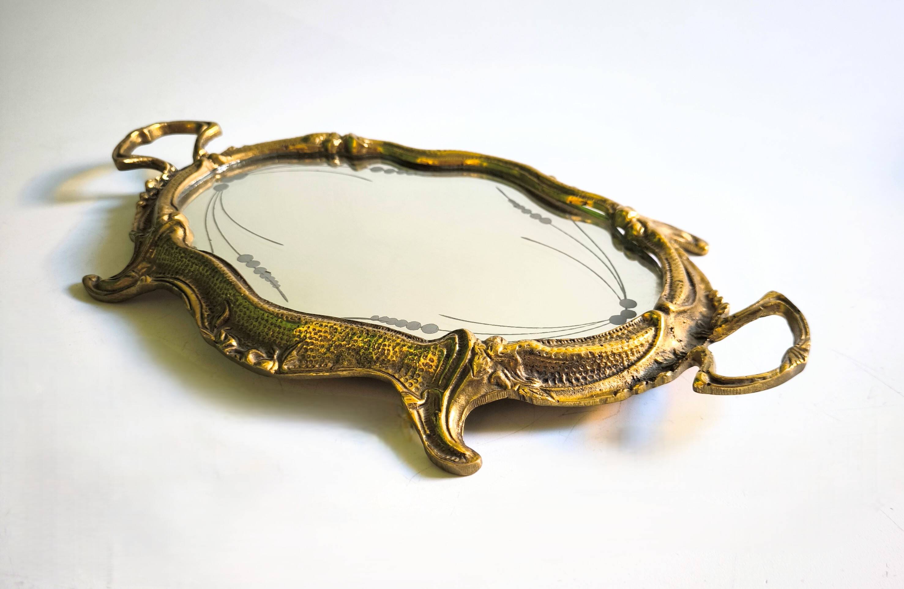French bronze tray in Louis XV style with design
