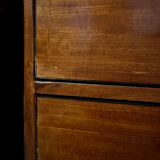 George III English Commode in Mahogany and Burl, Stretcher Feet – 19th Century