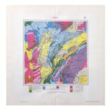 Vintage map of Jura France Switzerland 43x43cm from 1950