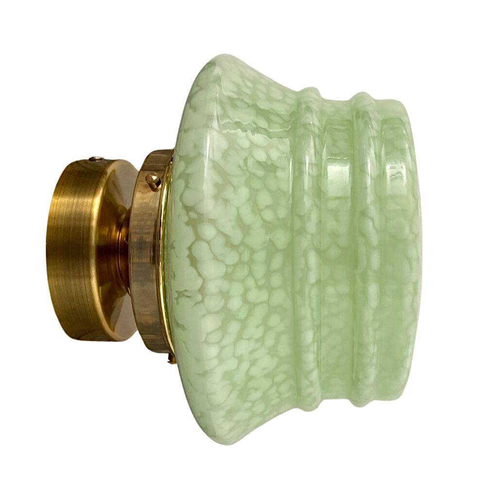 Ceiling lamp in Clichy green glass electrified to nine