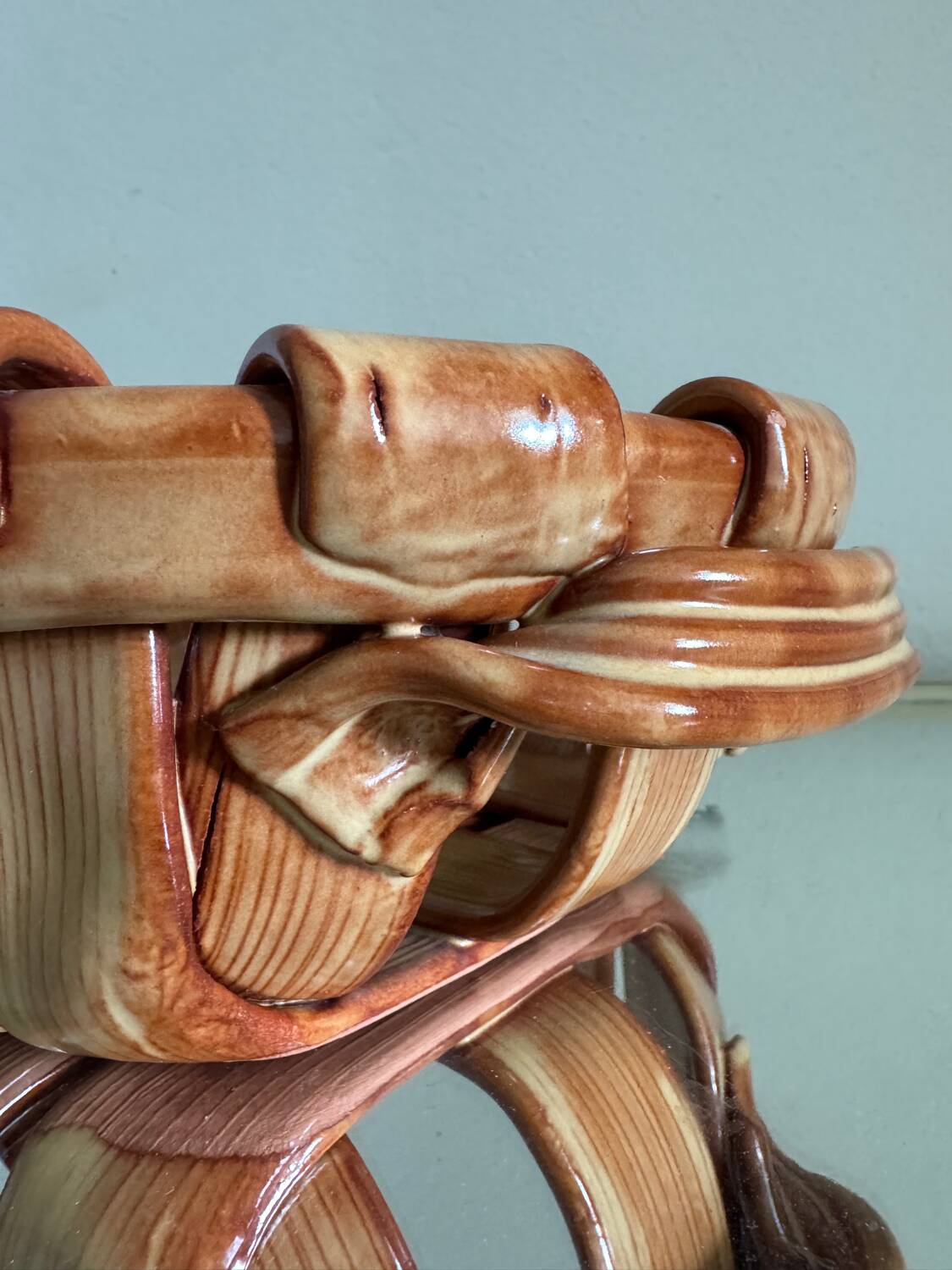 1960s trompe l'oeil ceramic basket