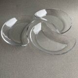 Set of 3 Saint Louis crystal half-moon plates