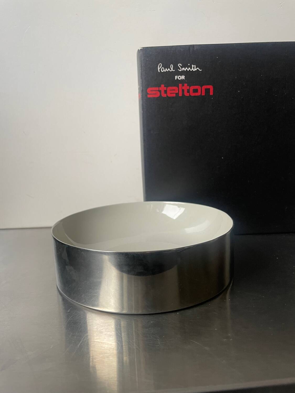 Paul smith for stelton stainless steel with grey enamel bowl never used nib