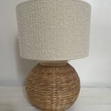 Wicker braided table lamp