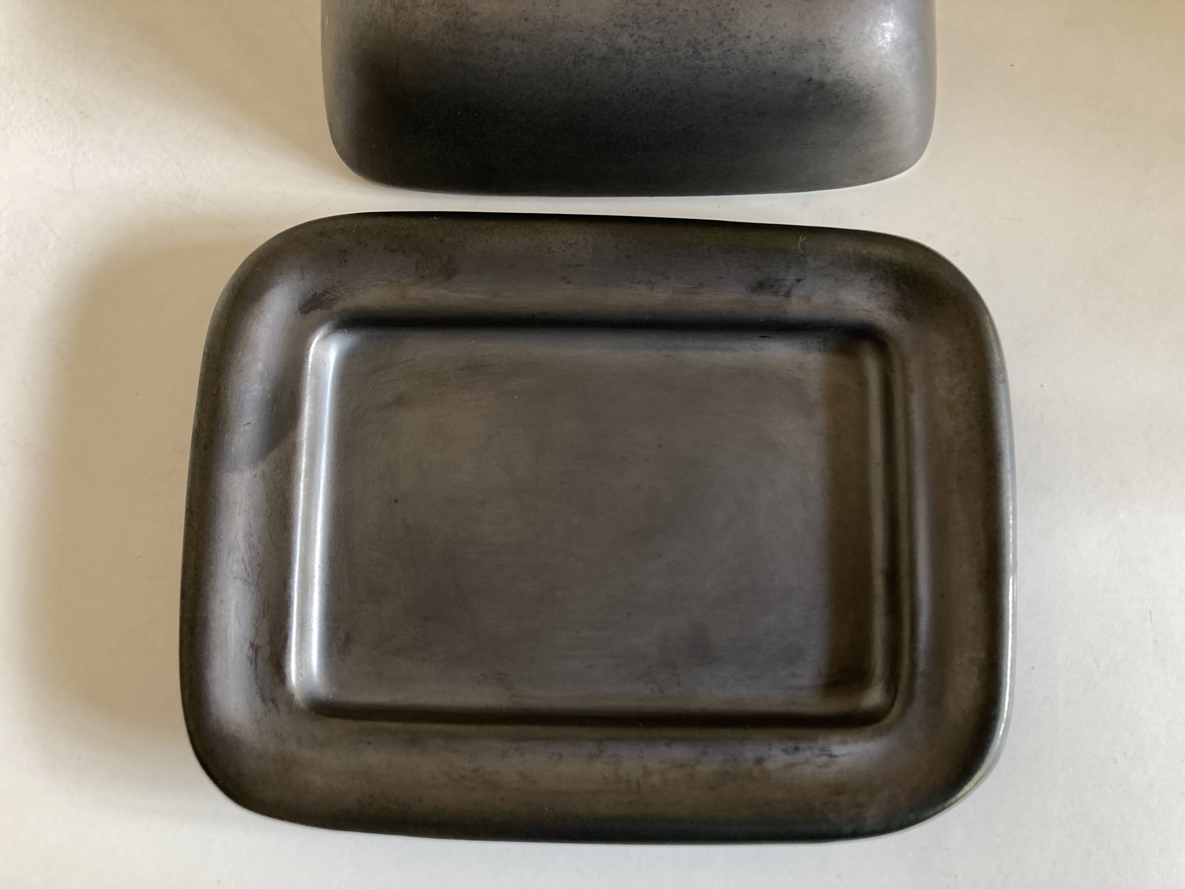 1960 Vallauris enameled earthenware butter dish