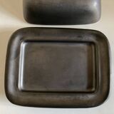 1960 Vallauris enameled earthenware butter dish