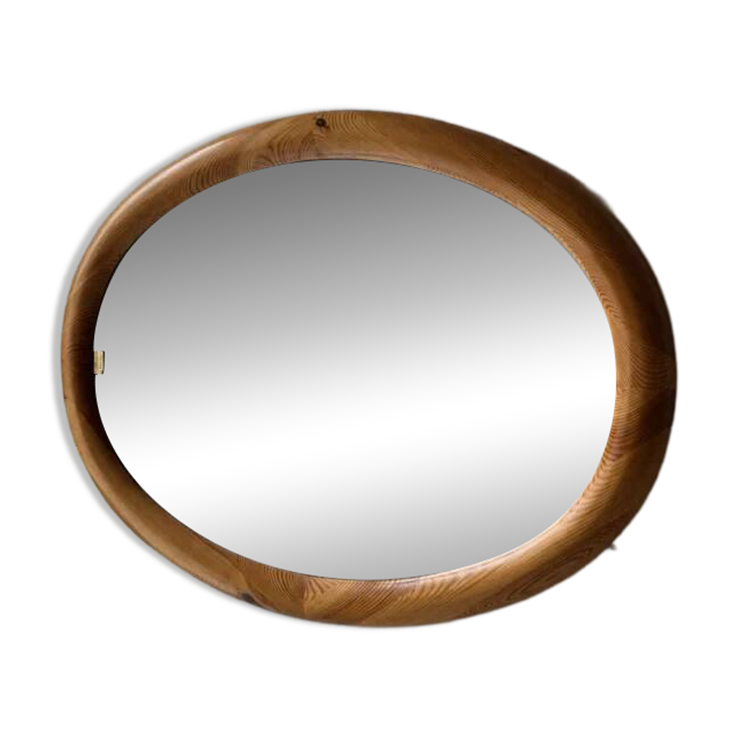 Oval pine mirror Glasmaster Markaryd Sweden 1970s