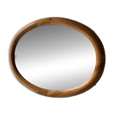 Oval pine mirror Glasmaster Markaryd Sweden 1970s