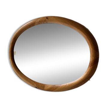 Miroir ovale en pin Glasmaster Markaryd Suède années 1970