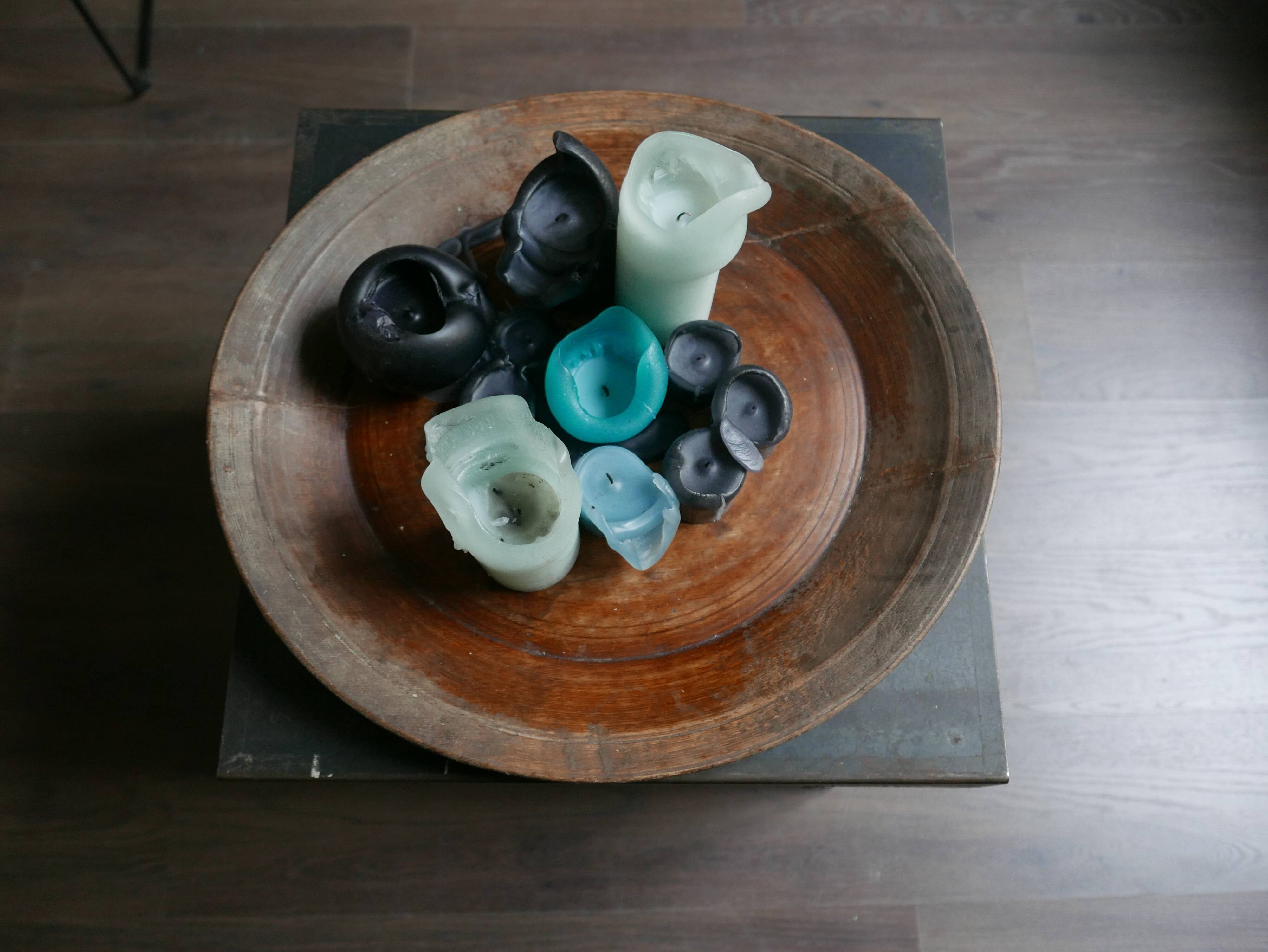 Old round wooden tray