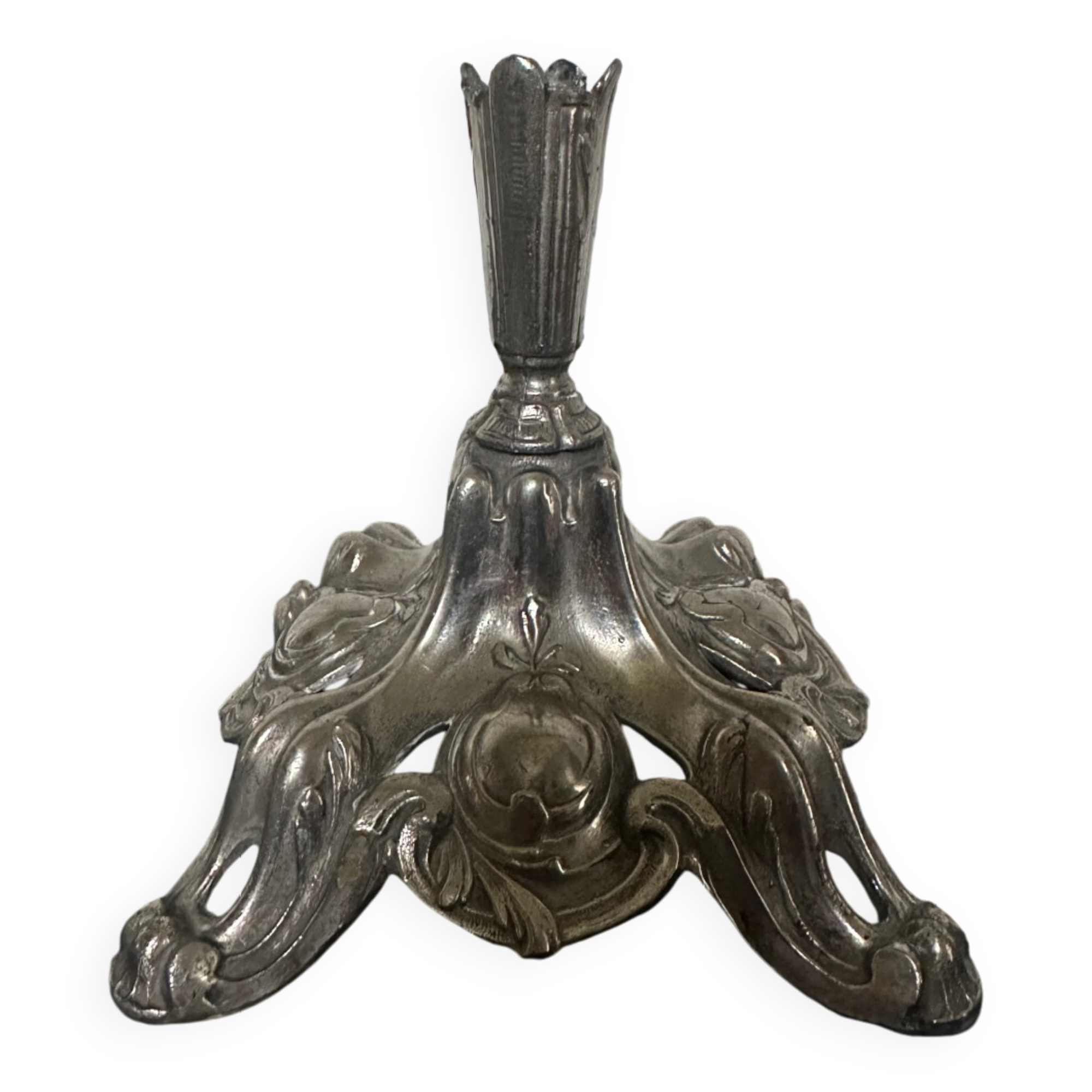 Silver metal candle holder