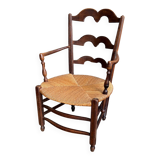 Nanny chair in dark wood and straw