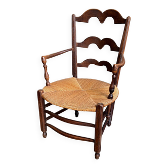 Nanny chair in dark wood and straw