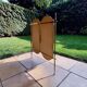 Italian coat rack in brass and red fabric, 1950s/60s.