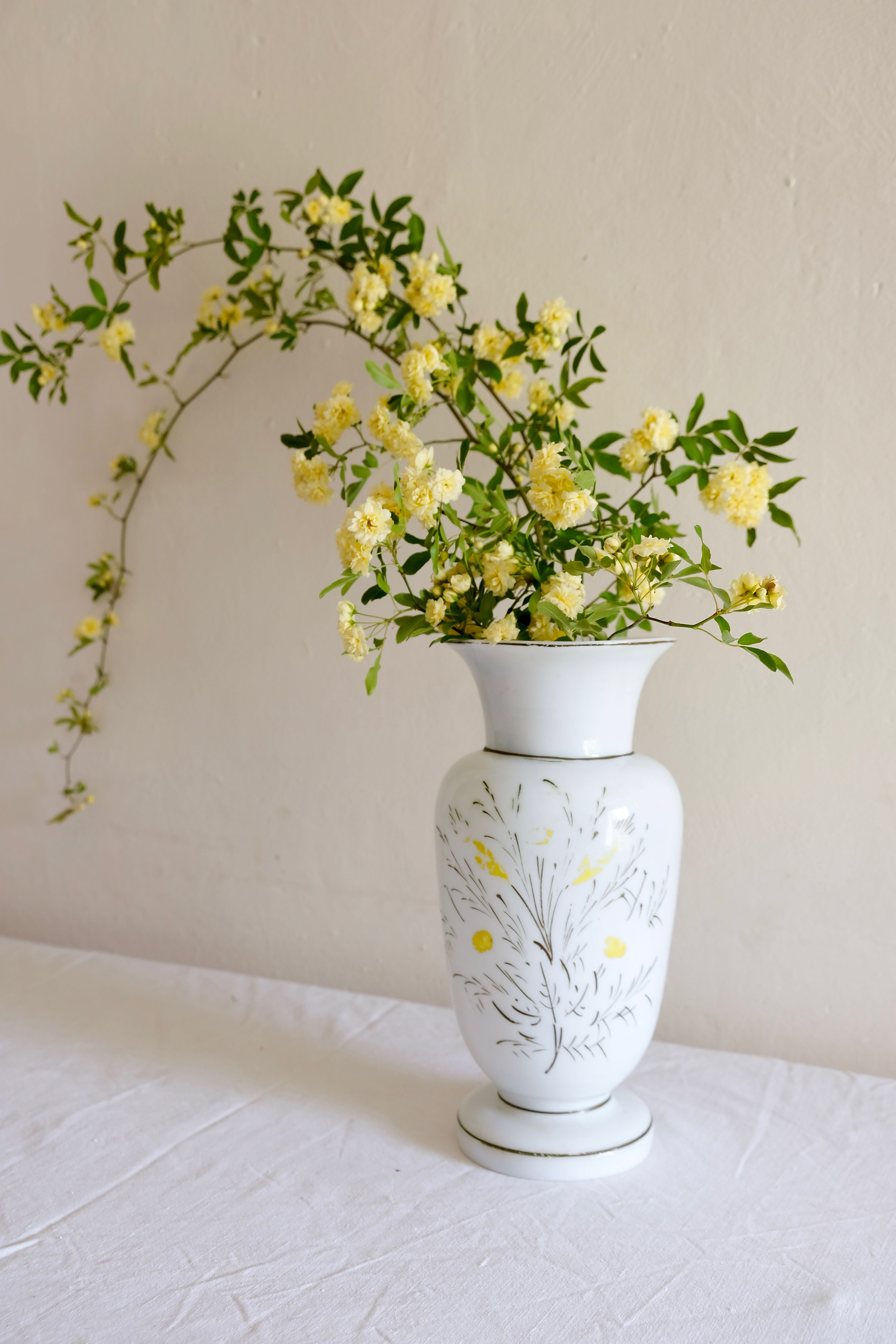French antique opaline vase painted by hand