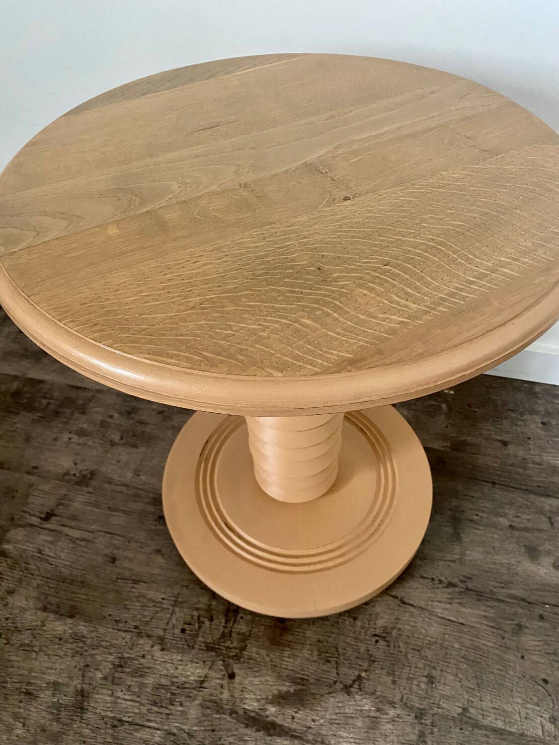 Terracotta Nude Spiral Turned Wood Side Table