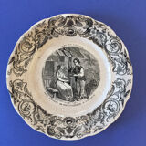 Set of 6 talking plates Sarreguemines "Paul and Virginie"