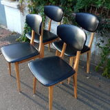 Four chairs in skaï, Scandinavian style, 60s