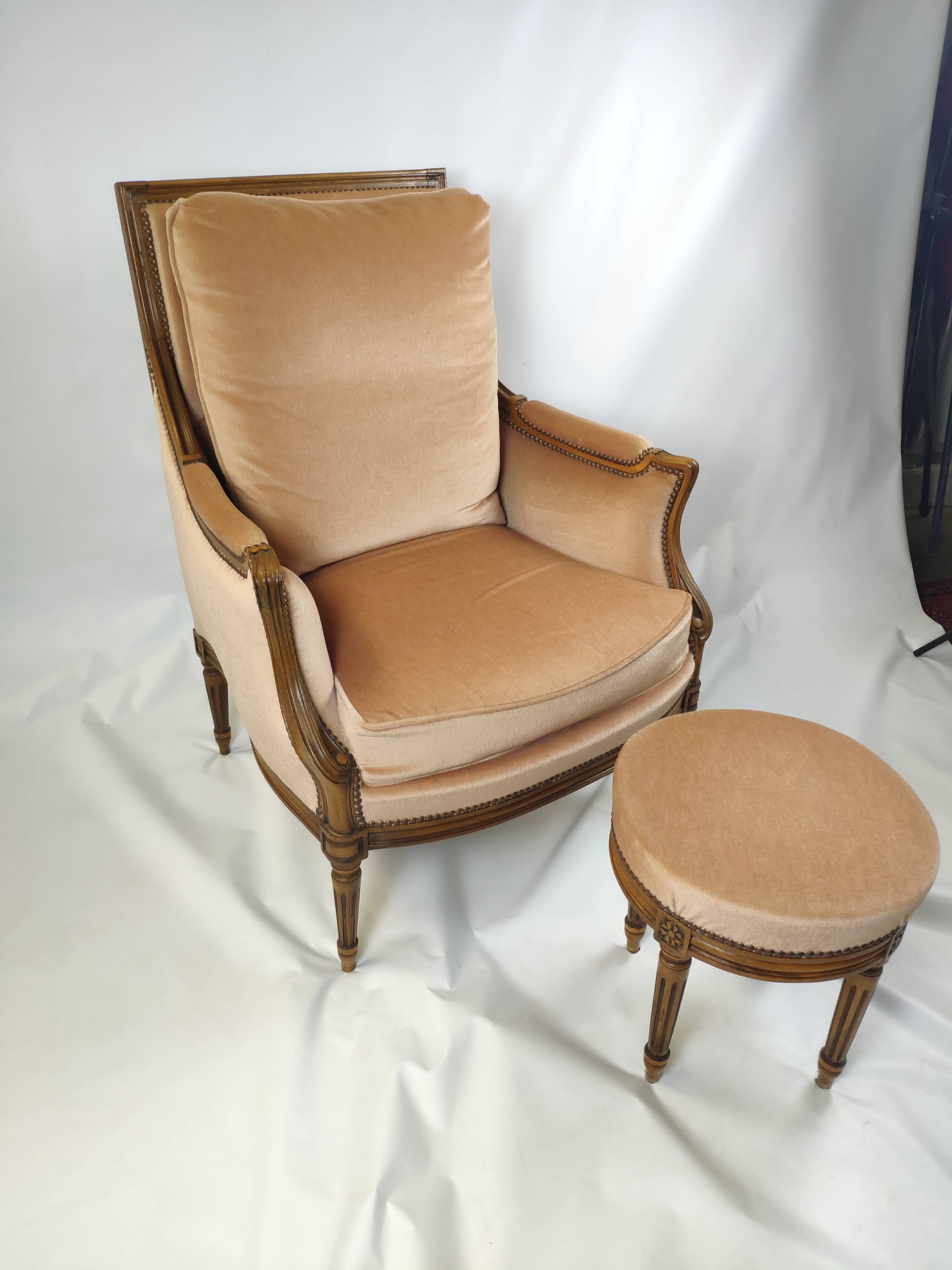 Louis XVI style armchair and pouf