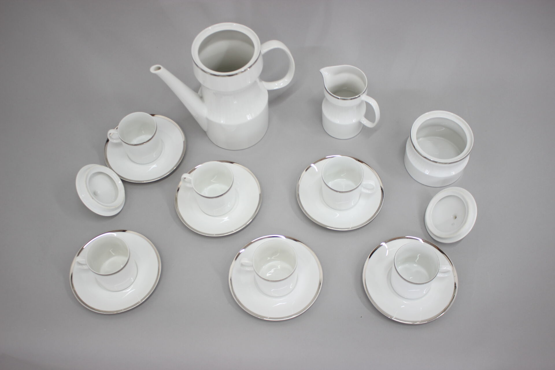 1964 Jaroslav Jezek Exlusive Porcelain Tea Set "Nefertiti", Czechoslovakia