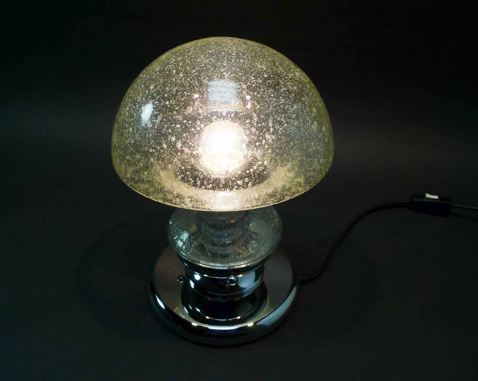 Mid-Century Chrome and Glass Mushroom Table Lamp by Baum Leuchten, 1970s