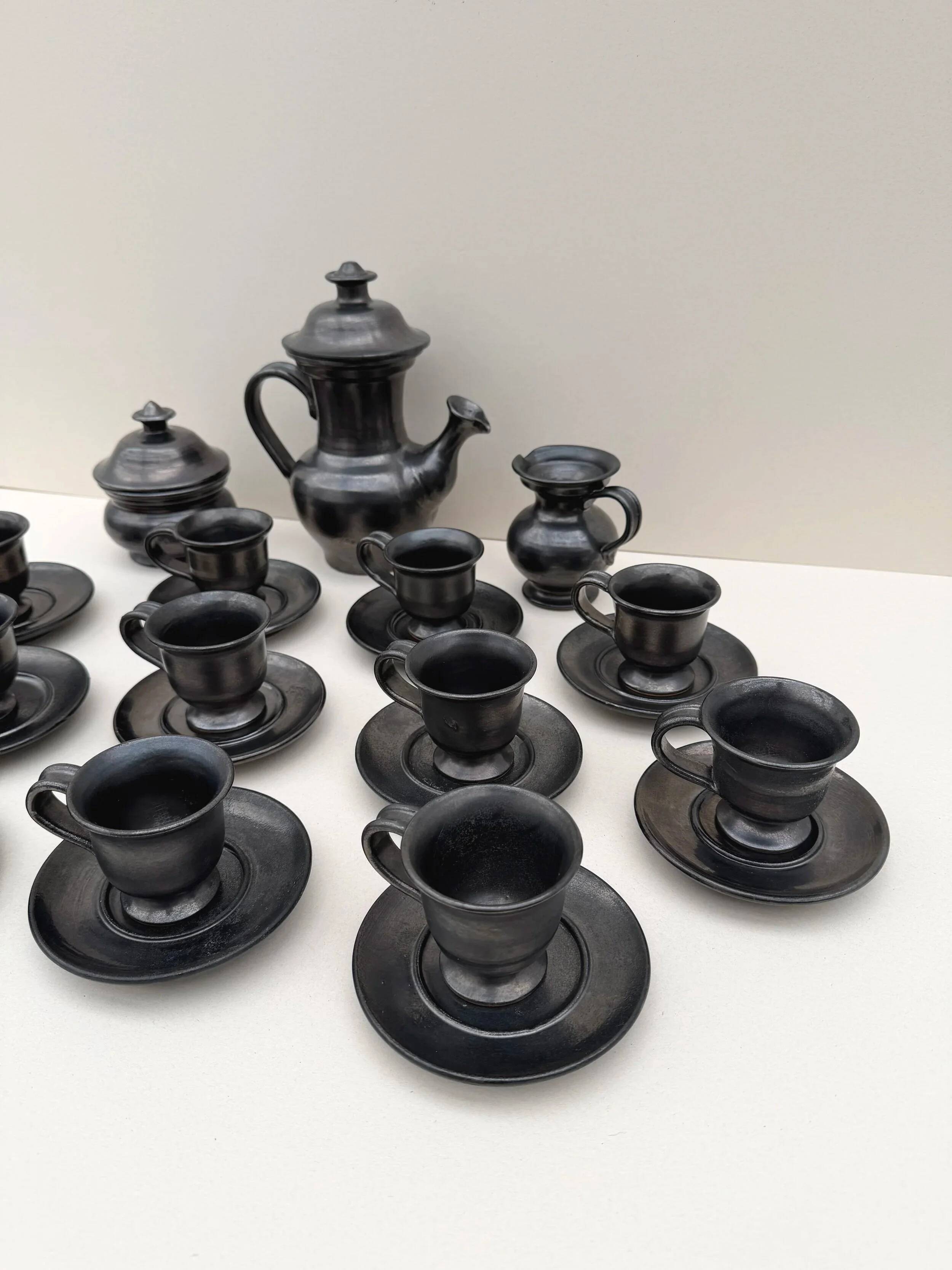 Coffee service by Jean Marais in ceramic, France 1960.