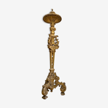 Torchère in gilded wood and carved