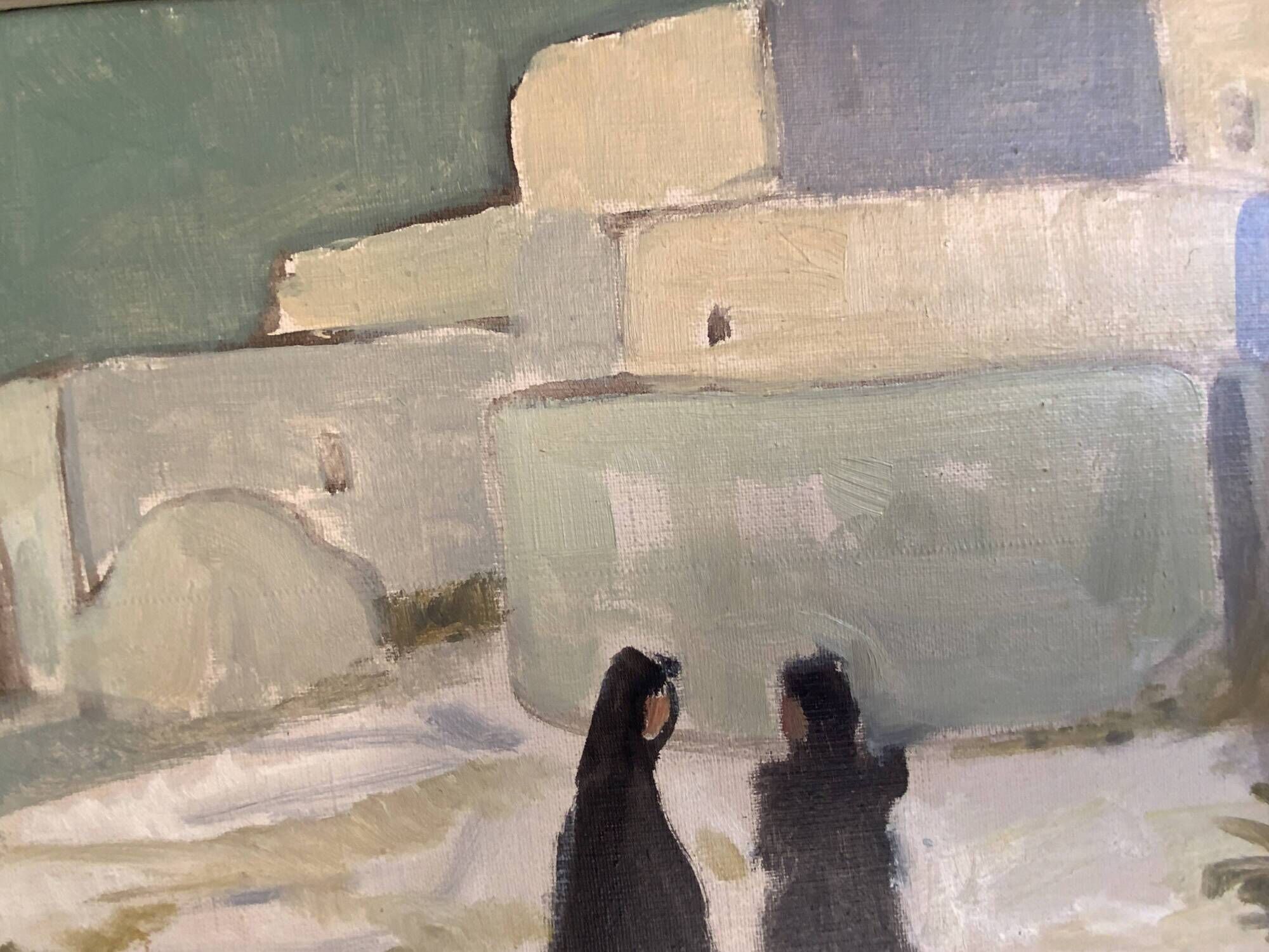 Vintage Swedish modernist oil on canvas "Ibiza" by Uno Bornemark 1953